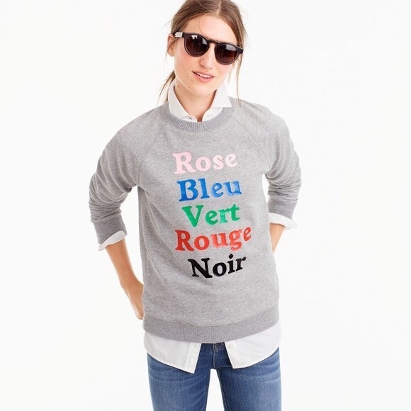 ✨J CREW Crew Neck Sweatshirt with Colors in French Women’s Size Medium [M]✨ - Picture 3 of 9